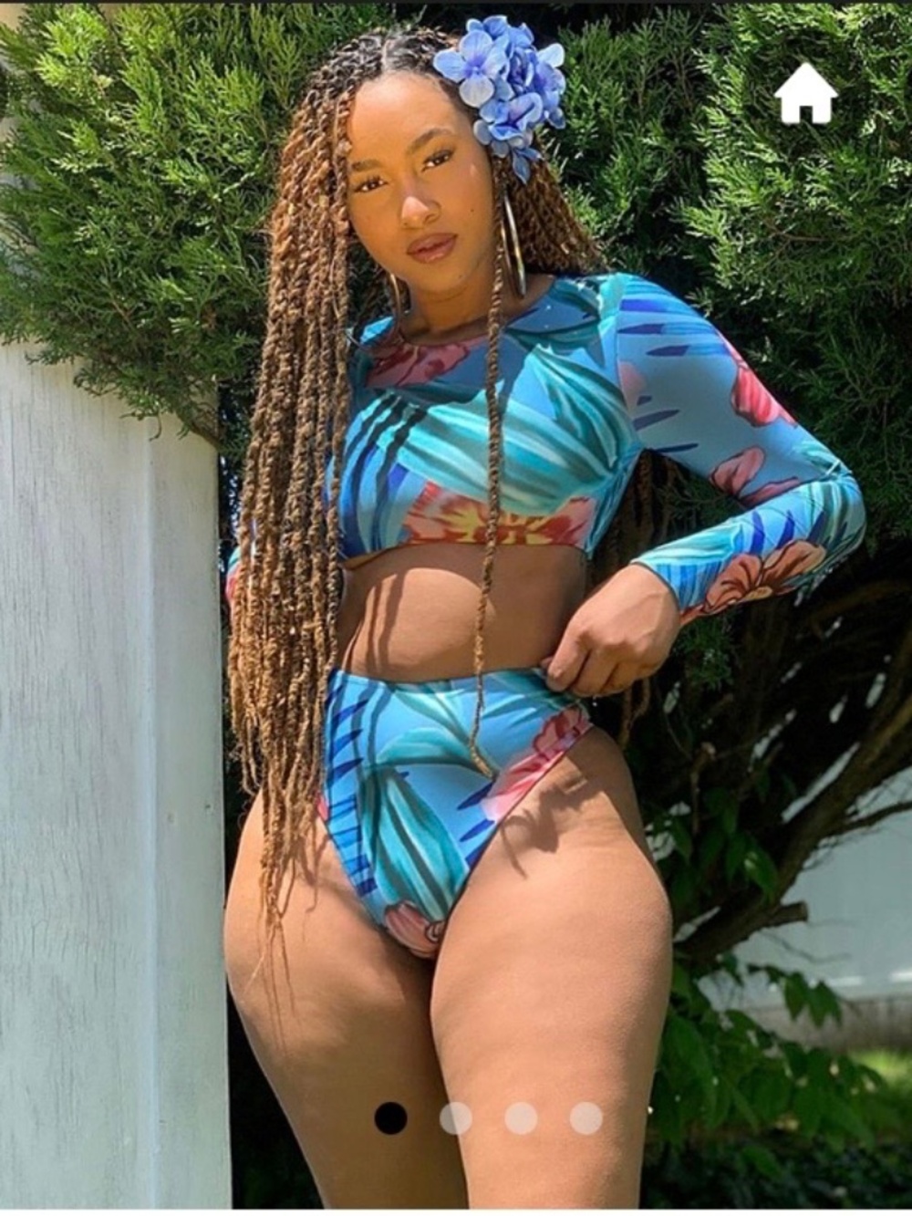 Floral Print Swimsuits 2pcs Long Sleeve Bikinis Set